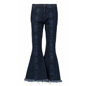 Marques Almeida Womens 8 Indigo Denim Mid-Rise Flare Frayed Hem Western Boho